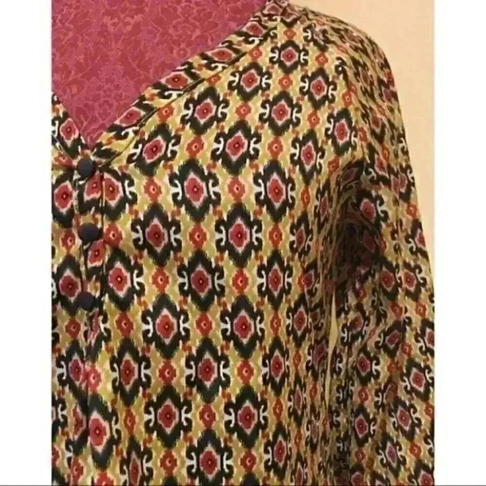 Ophelia FC Multi Colored Moroccan Print Top Sz S - Picture 3 of 9
